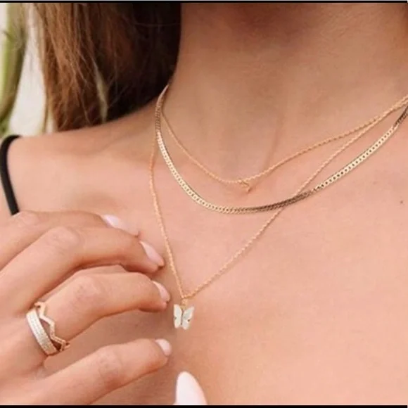 Necklace and earring set, butterfly - Picture 7 of 14